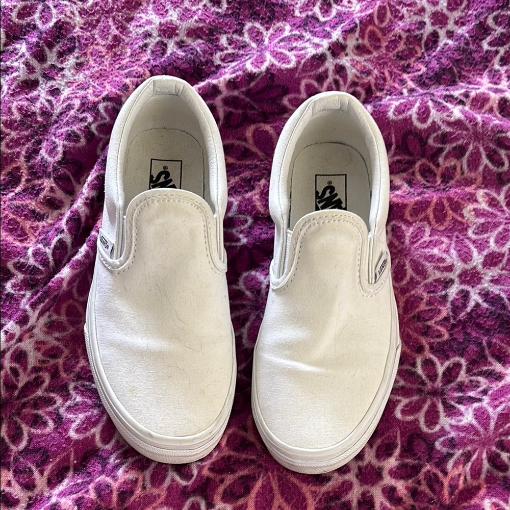 Vans White Classic Slip-On Sneakers Canvas
